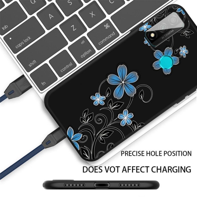 Etui Huawei P Smart 2020 Niebieskie Kwiaty