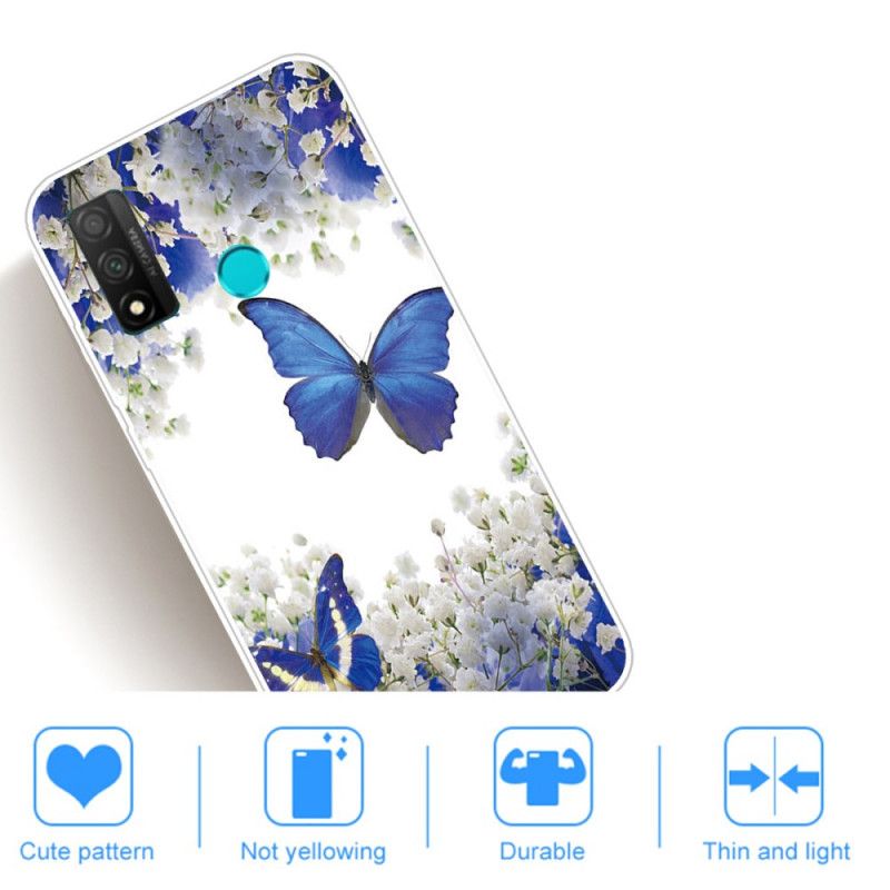 Etui Huawei P Smart 2020 Niebieskie Motyle