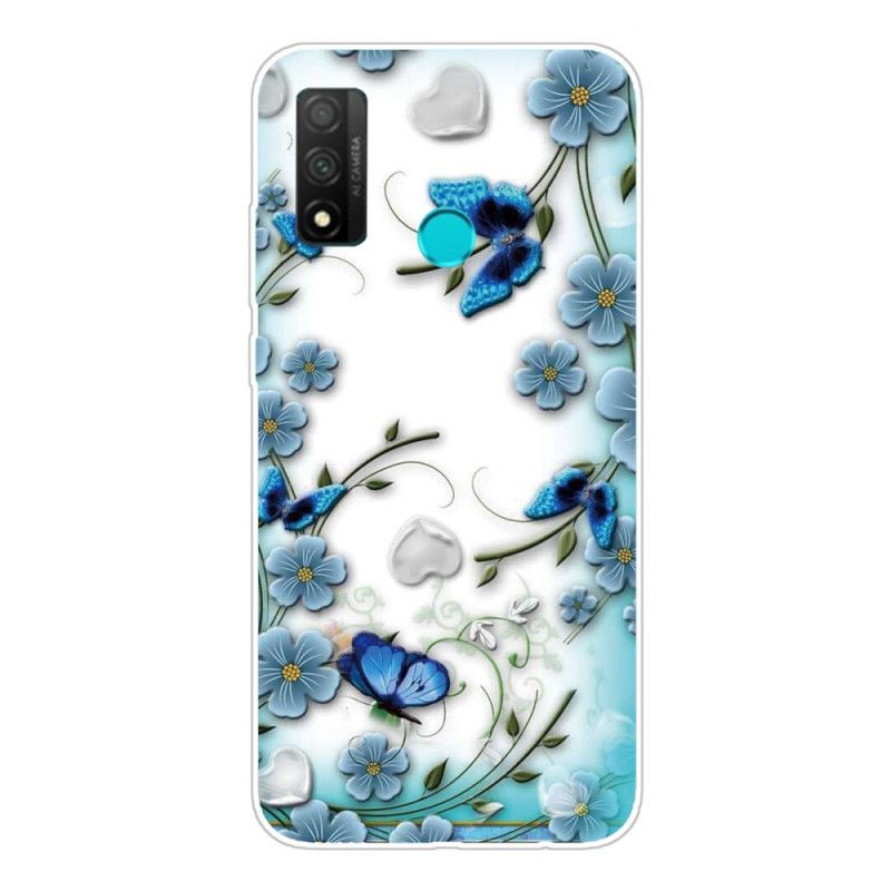 Etui Huawei P Smart 2020 Przezroczyste Motyle I Kwiaty W Stylu Retro Etui Ochronne