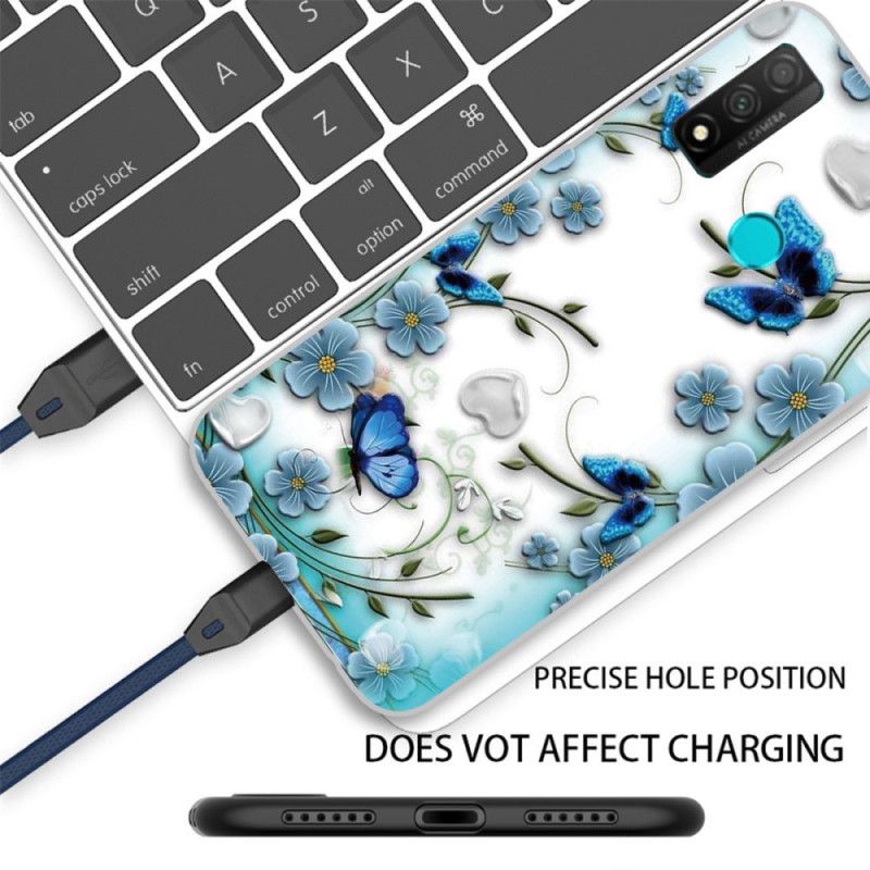 Etui Huawei P Smart 2020 Przezroczyste Motyle I Kwiaty W Stylu Retro Etui Ochronne