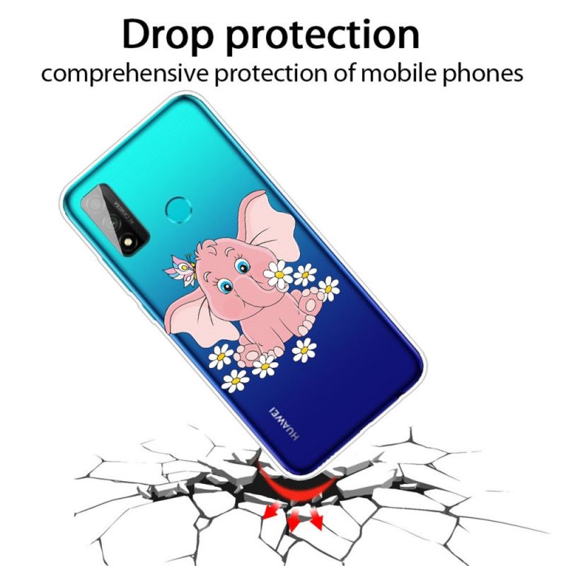 Etui Huawei P Smart 2020 Przezroczysty Różowy Słoń Etui Ochronne