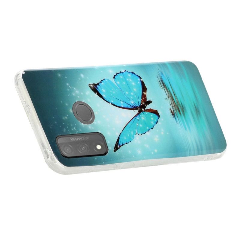 Futerały Huawei P Smart 2020 Etui na Telefon Fluorescencyjny Niebieski Motyl