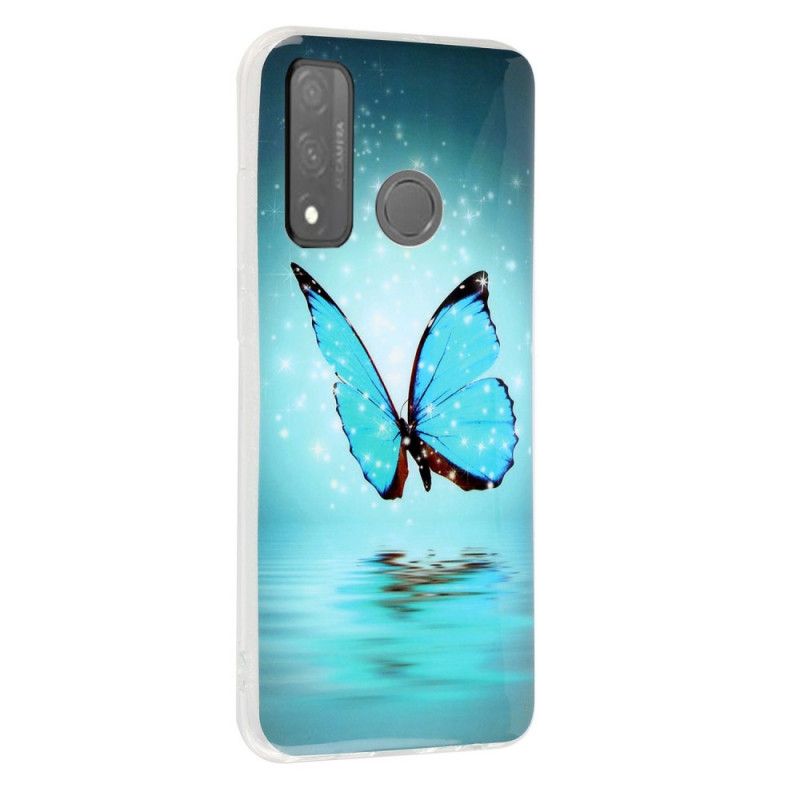 Futerały Huawei P Smart 2020 Etui na Telefon Fluorescencyjny Niebieski Motyl