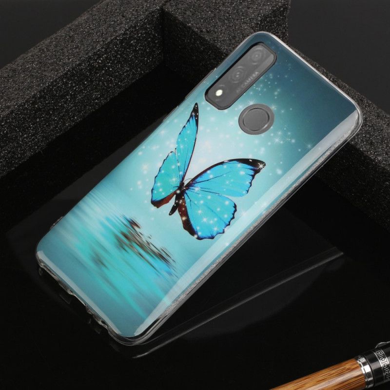 Futerały Huawei P Smart 2020 Etui na Telefon Fluorescencyjny Niebieski Motyl