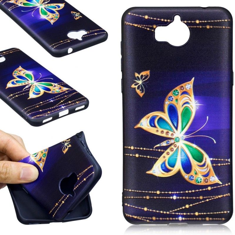 Etui Huawei Y6 2017 Tłoczony Magiczny Motyl Etui Ochronne