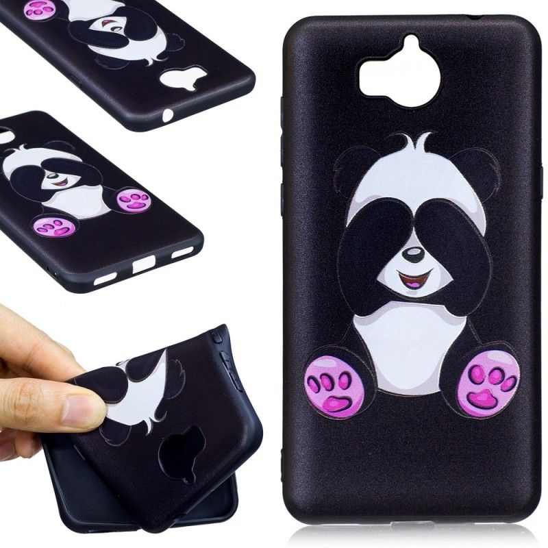 Etui Huawei Y6 2017 Zabawna Panda Z Wytłoczonym Wzorem Etui Ochronne