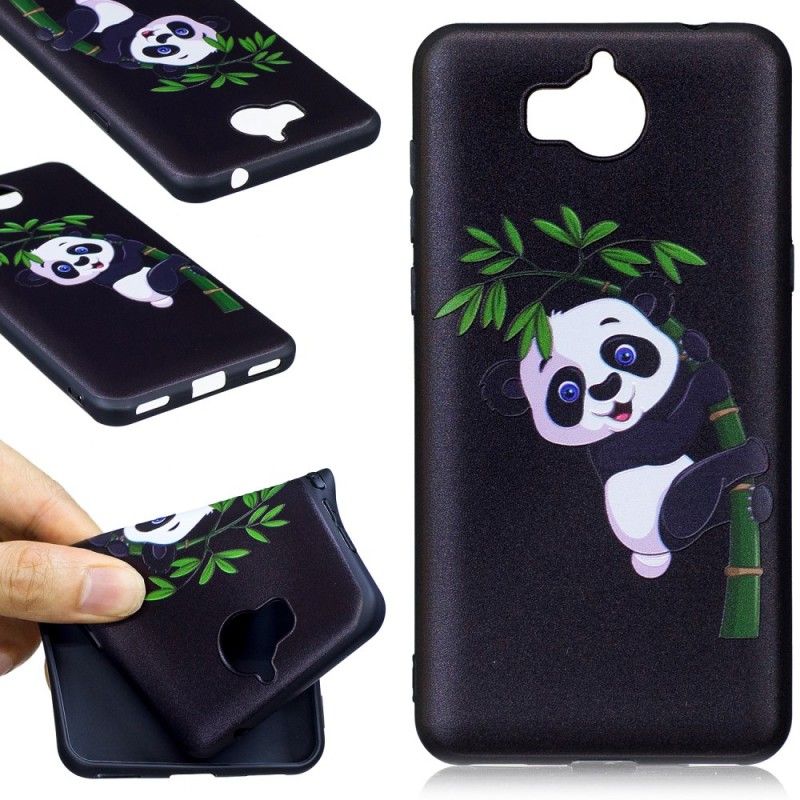 Futerały Huawei Y6 2017 Etui na Telefon Tłoczona Panda Na Bambusie