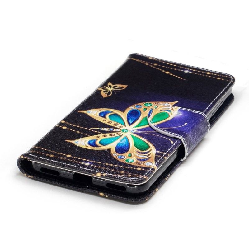 Skórzany Futerał Huawei Y6 2017 Etui na Telefon Magiczny Motyl