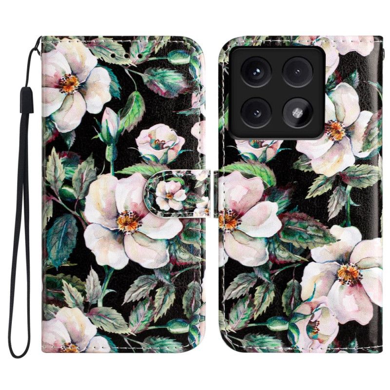 Etui Folio Xiaomi 14t Magnolie W Paski Etui Ochronne