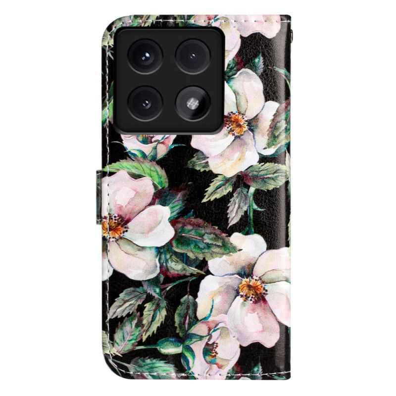 Etui Folio Xiaomi 14t Magnolie W Paski Etui Ochronne