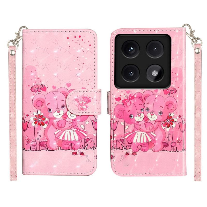 Etui Folio Xiaomi 14t Misie Na Smyczy