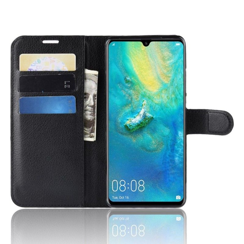 Etui Folio Huawei P30 Pro Biały Czarny Liczi Retro Etui Ochronne