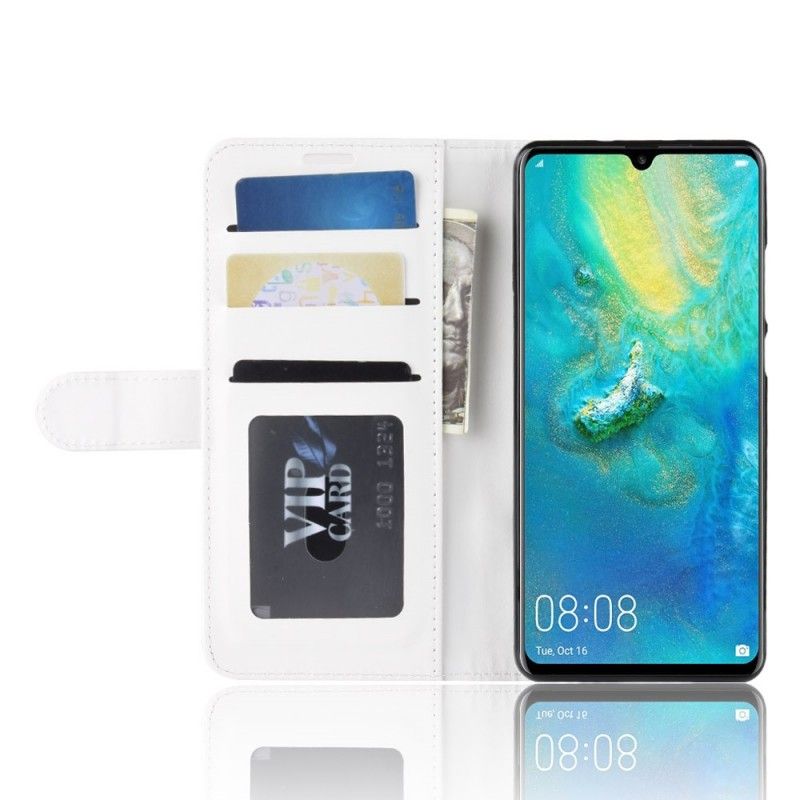 Etui Folio Huawei P30 Pro Biały Czarny Ultra Sztuczna Skóra