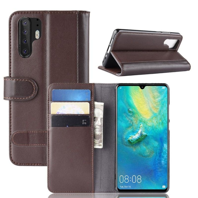 Etui Folio Huawei P30 Pro Brązowy Czarny Dwoina Skórzana