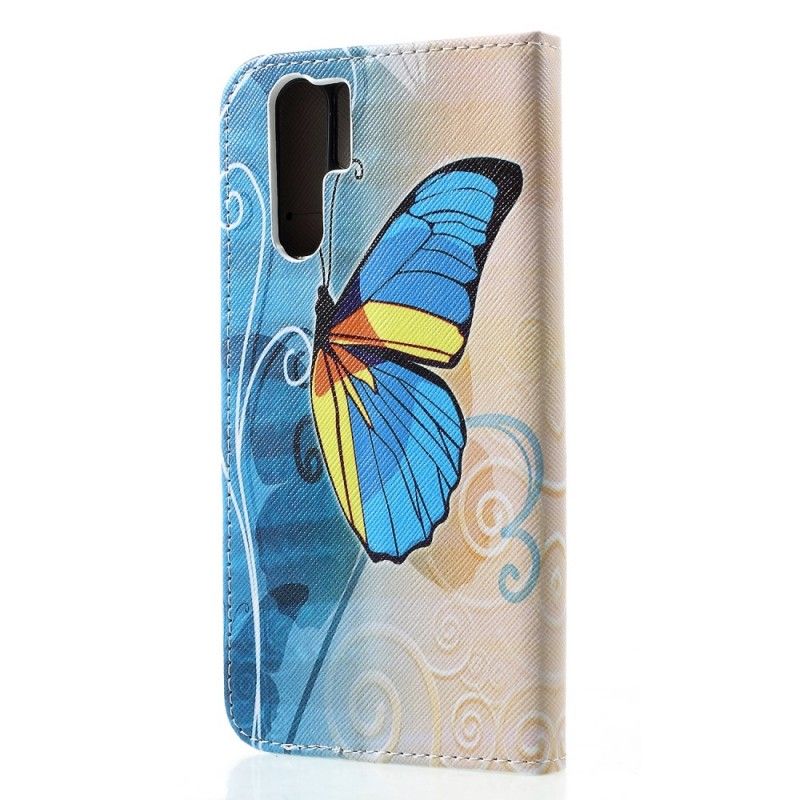 Etui Folio Huawei P30 Pro Jasnoniebieski Motyle I Kwiaty Etui Ochronne