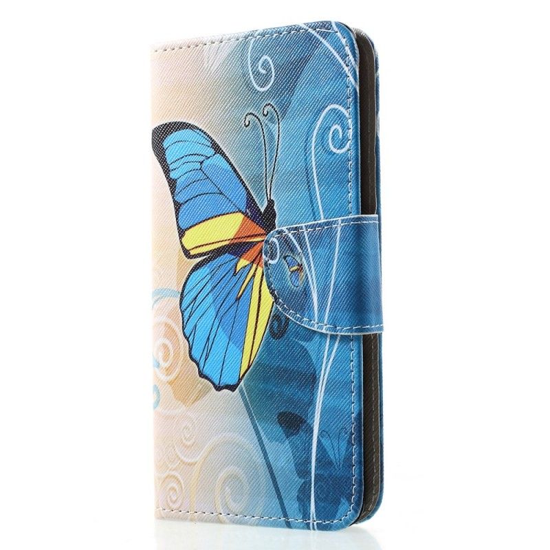 Etui Folio Huawei P30 Pro Jasnoniebieski Motyle I Kwiaty Etui Ochronne