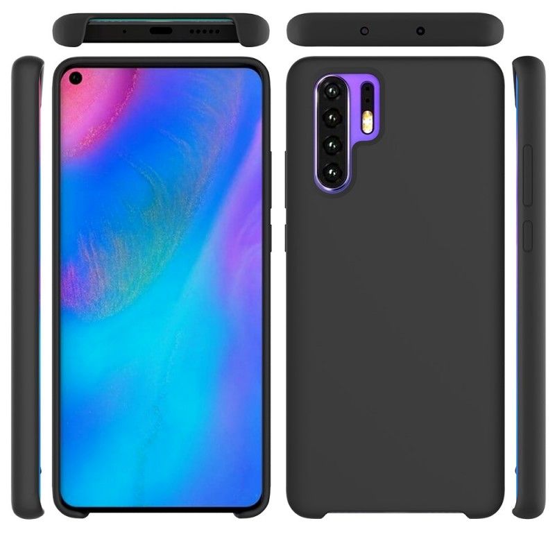 Etui Huawei P30 Pro Biały Czarny Płyn Silikonowy