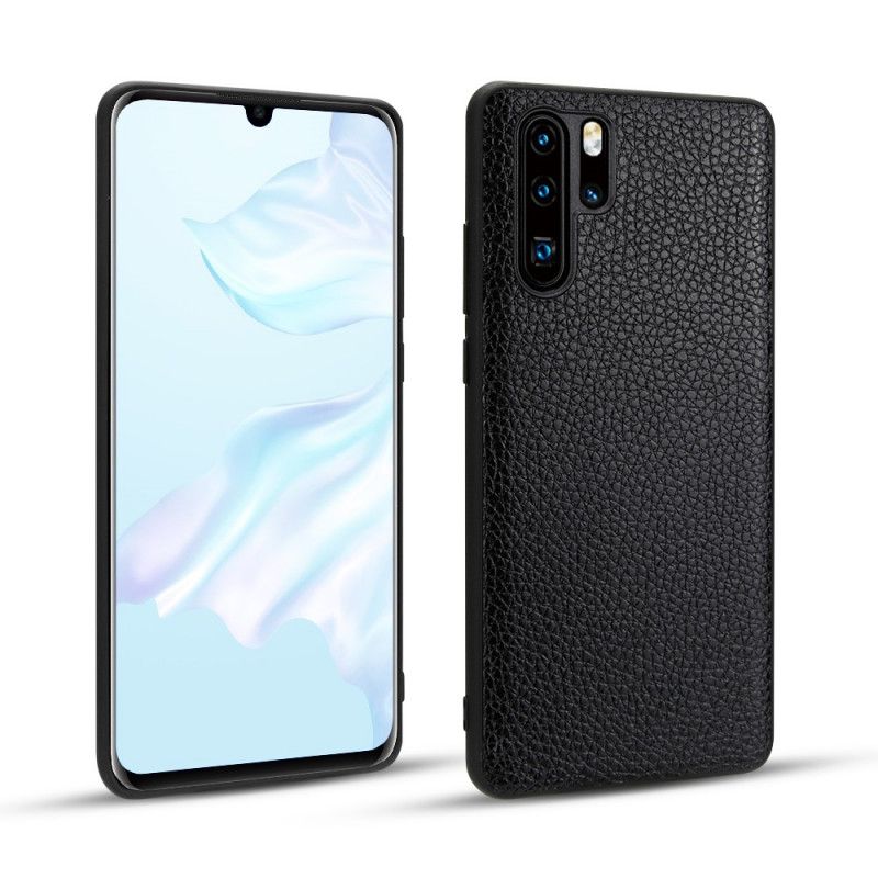 Etui Huawei P30 Pro Ciemnoniebieski Prawdziwa Skóra Liczi