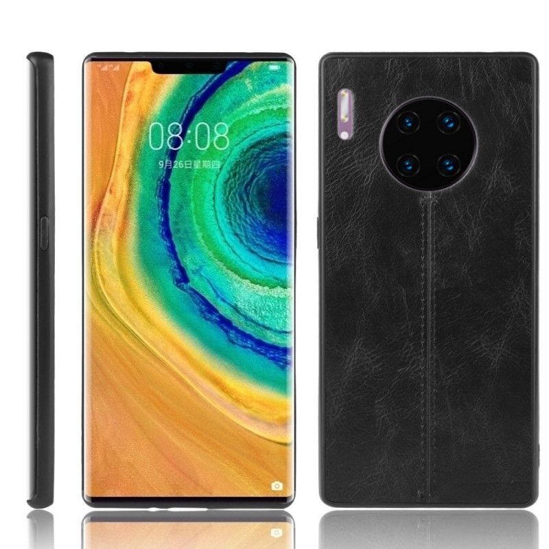 Etui Huawei P30 Pro Czerwony Czarny Efekt Szytej Skóry