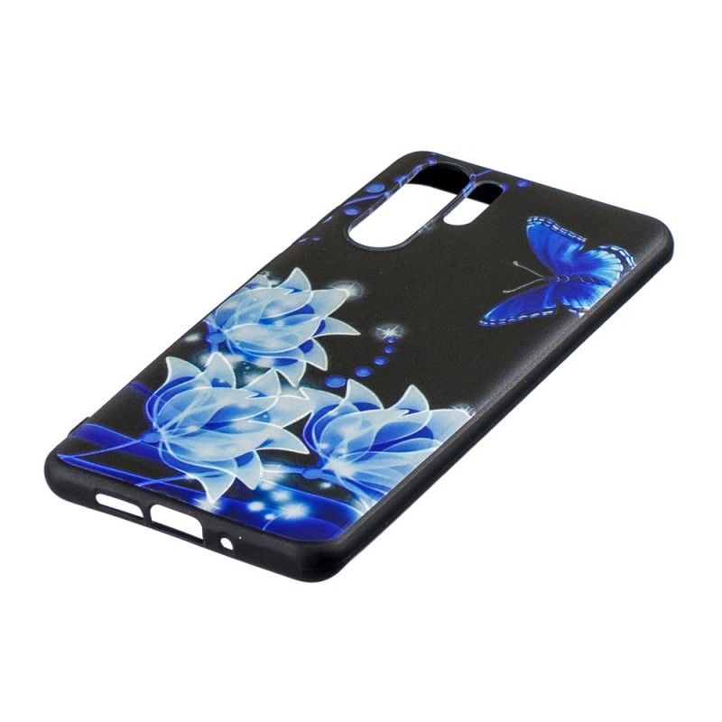 Etui Huawei P30 Pro Motyle I Niebieskie Kwiaty