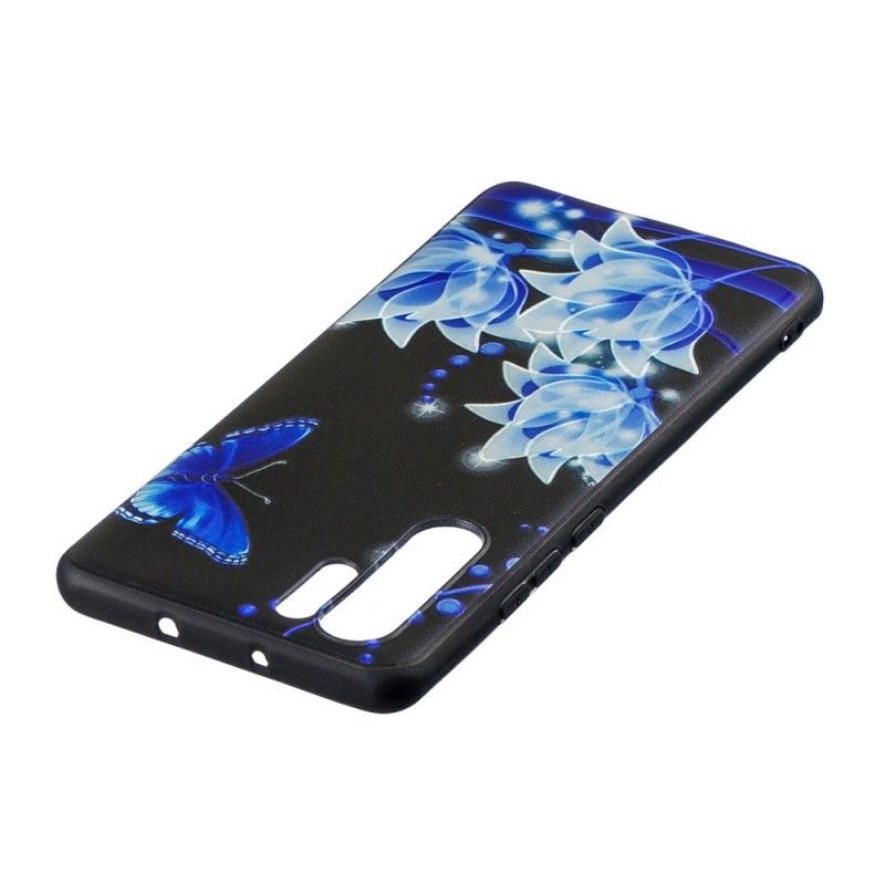 Etui Huawei P30 Pro Motyle I Niebieskie Kwiaty