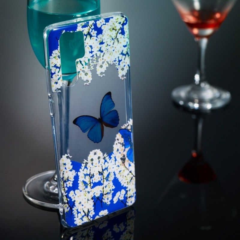 Etui Huawei P30 Pro Niebieski Motyl I Zimowe Kwiaty Etui Ochronne