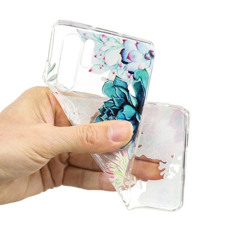 Etui Huawei P30 Pro Przezroczyste Kwiaty Akwarelowe Etui Ochronne