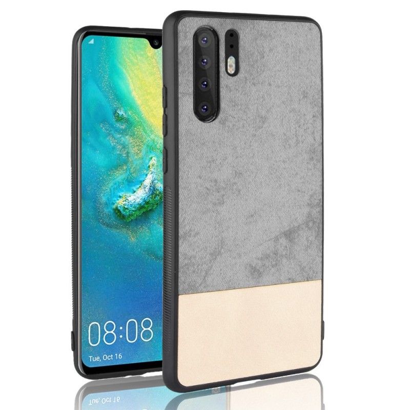 Etui Huawei P30 Pro Szary Czarny Dwukolorowa Imitacja Skóry Etui Ochronne