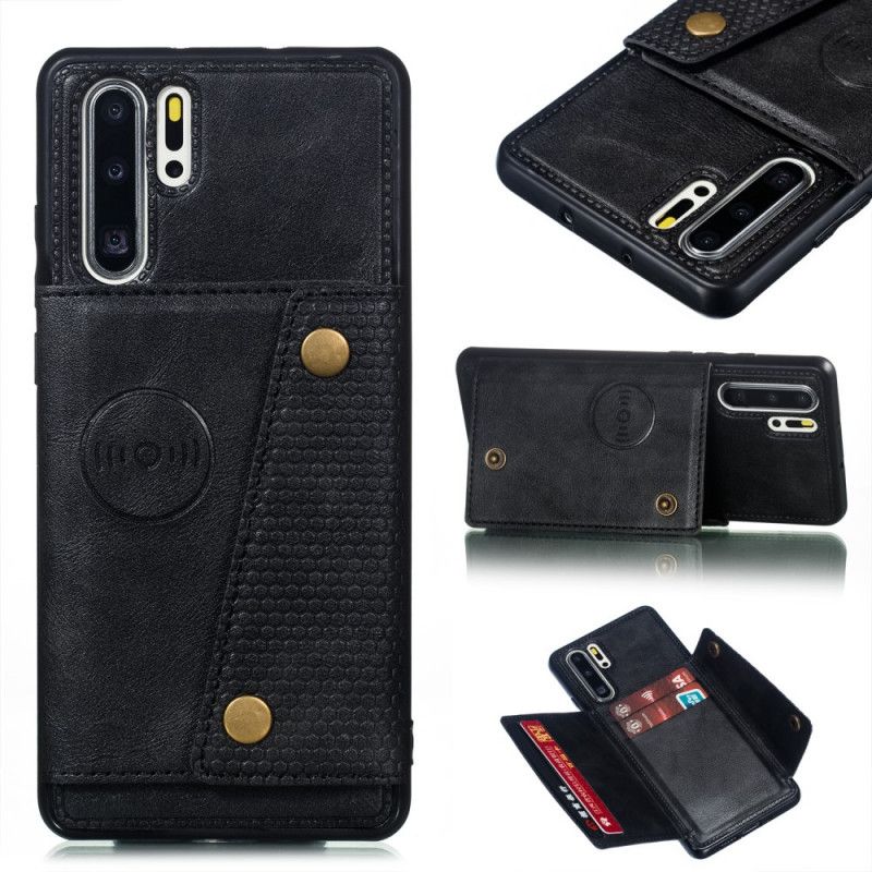 Etui Huawei P30 Pro Szary Czarny Portfel Zatrzaskowy Etui Ochronne