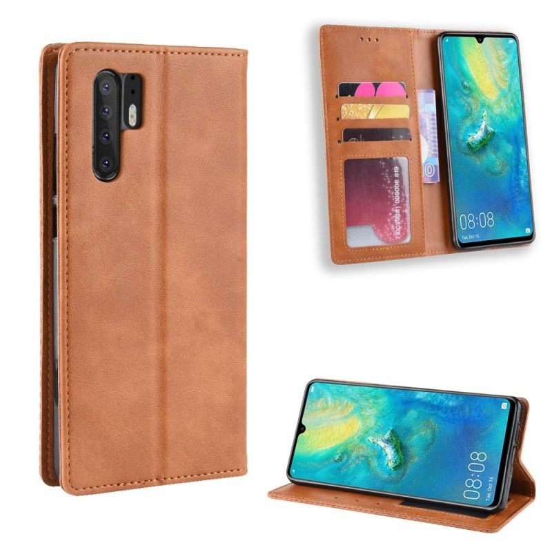 Flip Kotelot Huawei P30 Pro Czerwony Czarny Stylizowany Efekt Skóry W Stylu Vintage Etui Ochronne