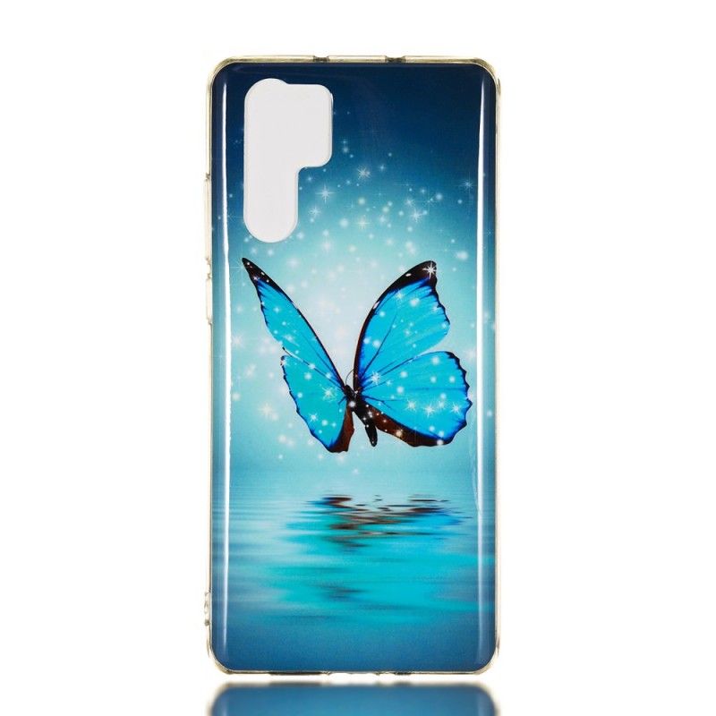 Futerały Huawei P30 Pro Etui na Telefon Fluorescencyjny Niebieski Motyl