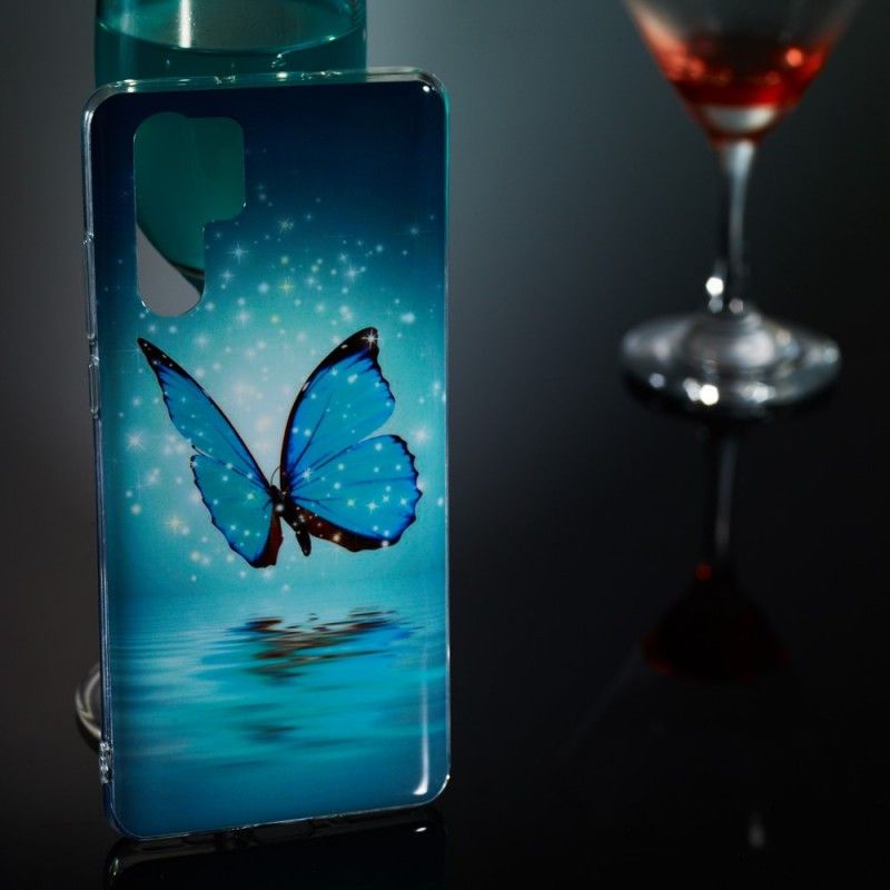 Futerały Huawei P30 Pro Etui na Telefon Fluorescencyjny Niebieski Motyl