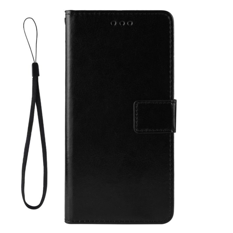 Etui Folio Oppo Reno Czarny Imitacja Skóry Utra Z Paskiem