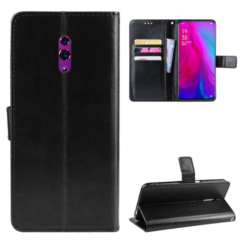 Etui Folio Oppo Reno Czarny Imitacja Skóry Utra Z Paskiem