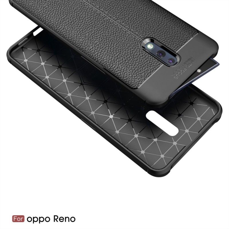 Etui Oppo Reno Czerwony Czarny Efekt Skóry Liczi