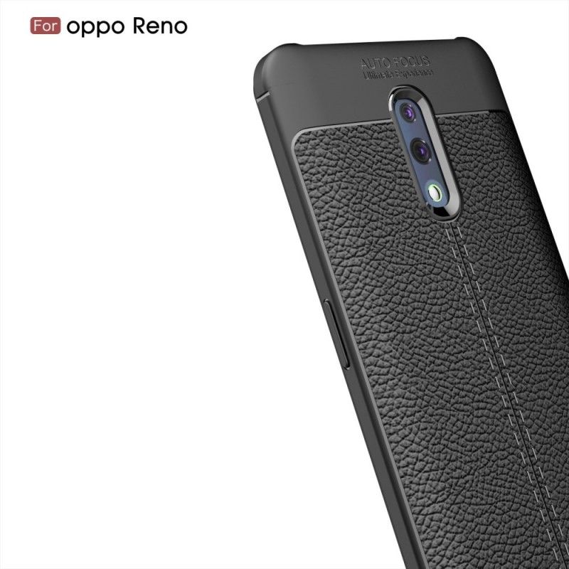 Etui Oppo Reno Czerwony Czarny Efekt Skóry Liczi