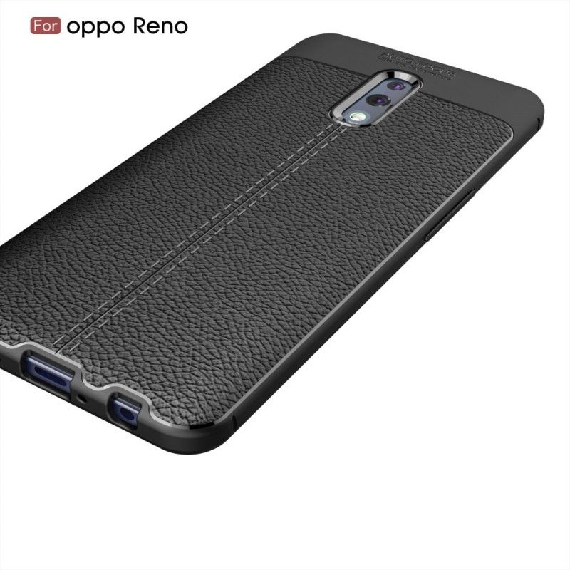 Etui Oppo Reno Czerwony Czarny Efekt Skóry Liczi