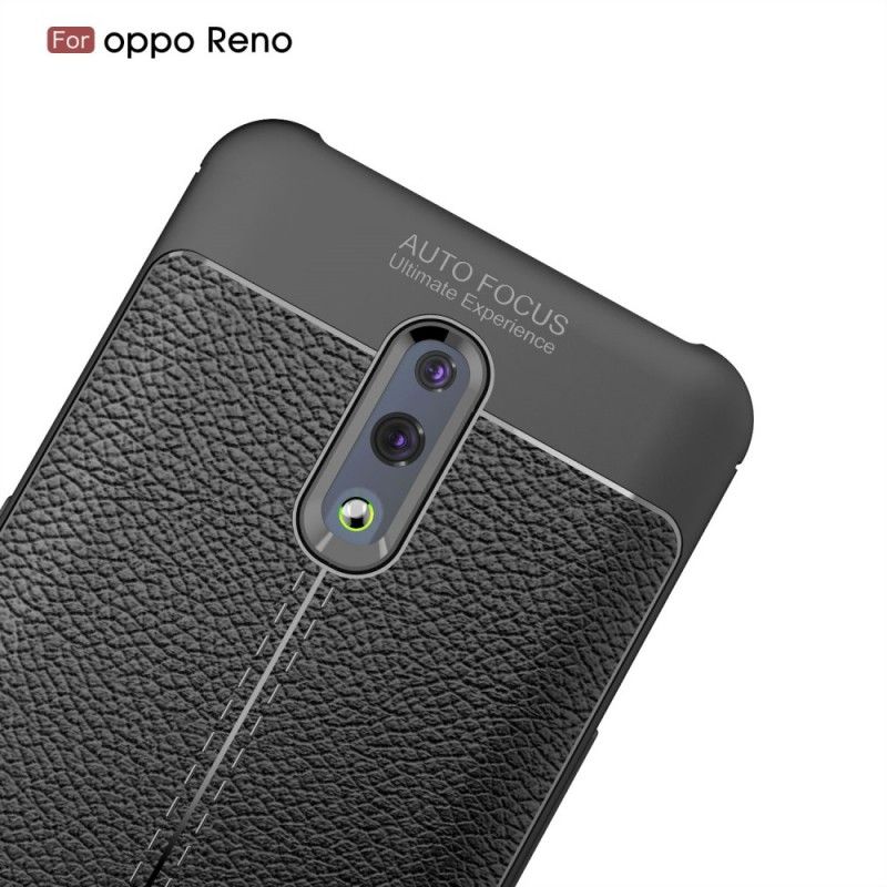 Etui Oppo Reno Czerwony Czarny Efekt Skóry Liczi