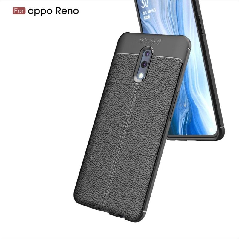 Etui Oppo Reno Czerwony Czarny Efekt Skóry Liczi