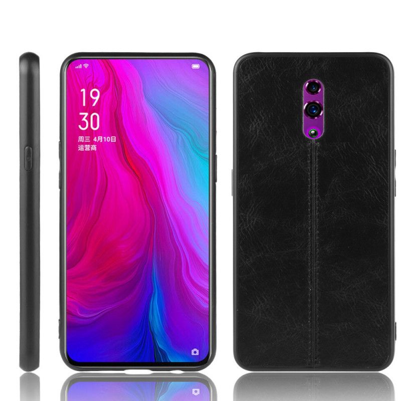 Etui Oppo Reno Czerwony Czarny Szwy W Stylu Skóry