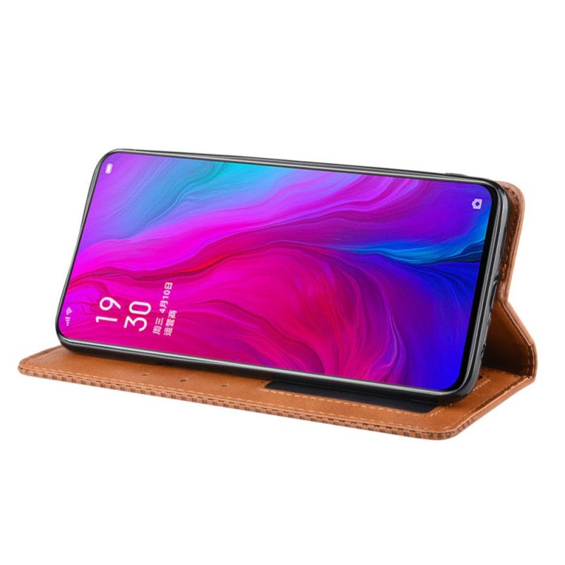 Flip Kotelot Oppo Reno Czerwony Czarny Stylizowany Efekt Skóry W Stylu Vintage