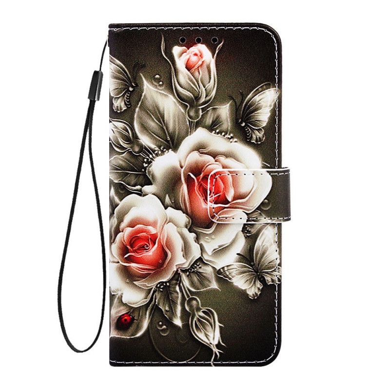 Etui Folio Xiaomi Mi 9T / Mi 9T Pro Czarna Róża Z Paskiem Etui Ochronne