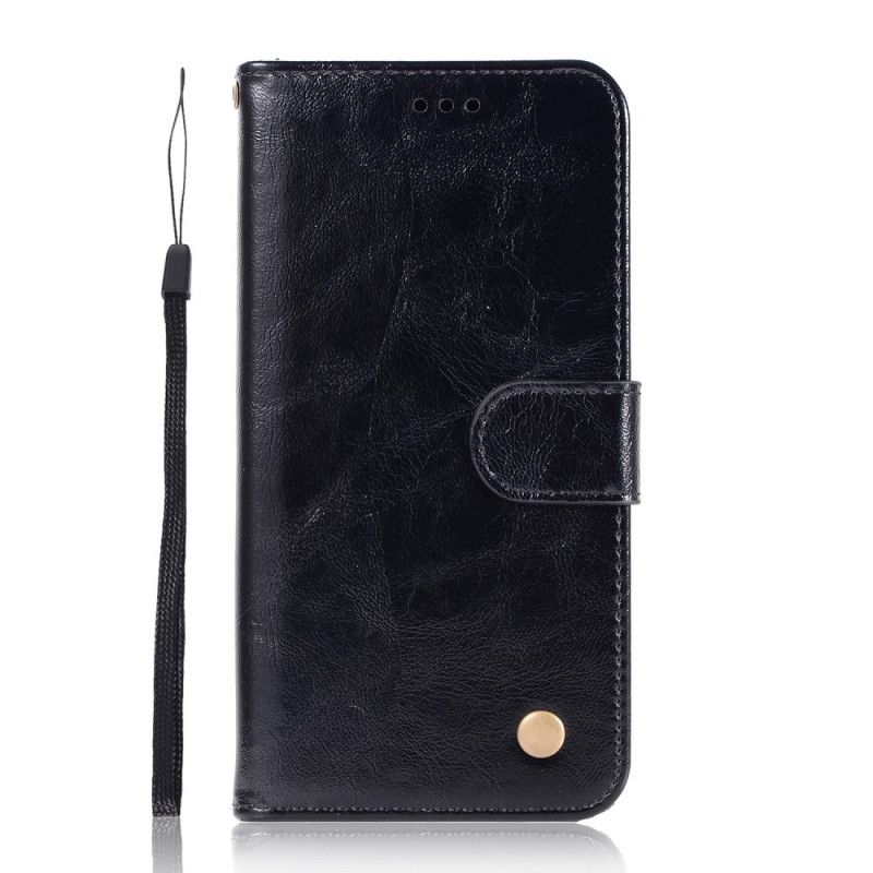 Etui Folio Xiaomi Mi 9T / Mi 9T Pro Czarny Efekt Skóry W Stylu Vintage Z Paskiem Etui Ochronne