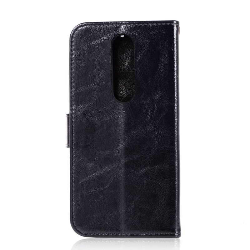 Etui Folio Xiaomi Mi 9T / Mi 9T Pro Czarny Efekt Skóry W Stylu Vintage Z Paskiem Etui Ochronne