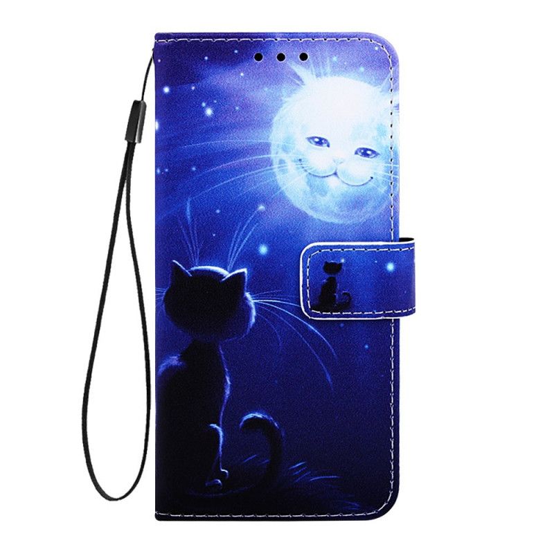 Etui Folio Xiaomi Mi 9T / Mi 9T Pro Księżycowy Kot Ze Stringami