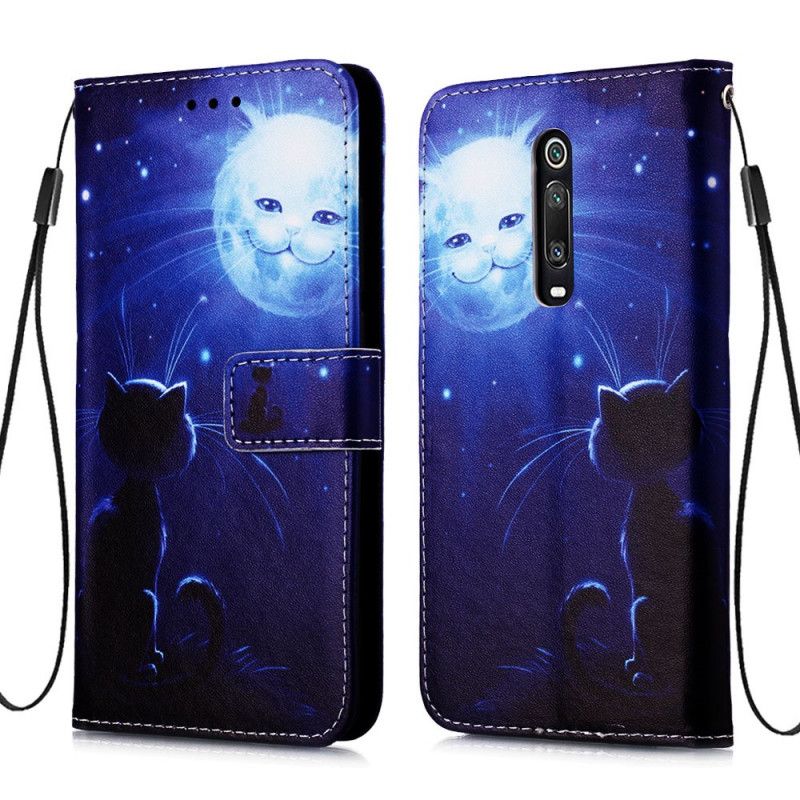 Etui Folio Xiaomi Mi 9T / Mi 9T Pro Księżycowy Kot Ze Stringami