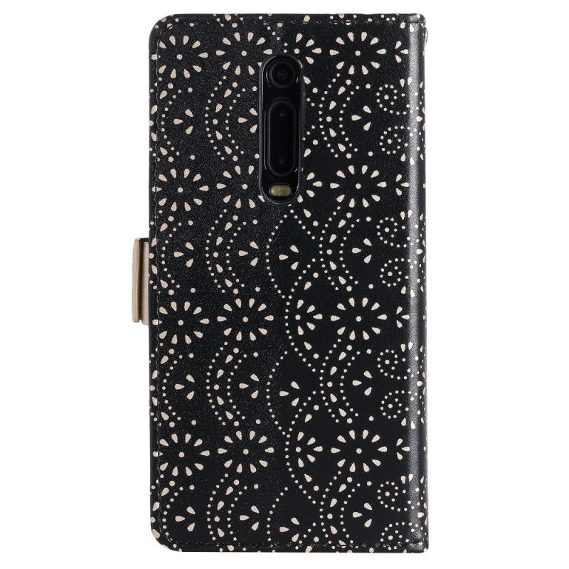 Etui Folio Xiaomi Mi 9T / Mi 9T Pro Magenta Czarny Koronkowa Torebka Typu Stringi