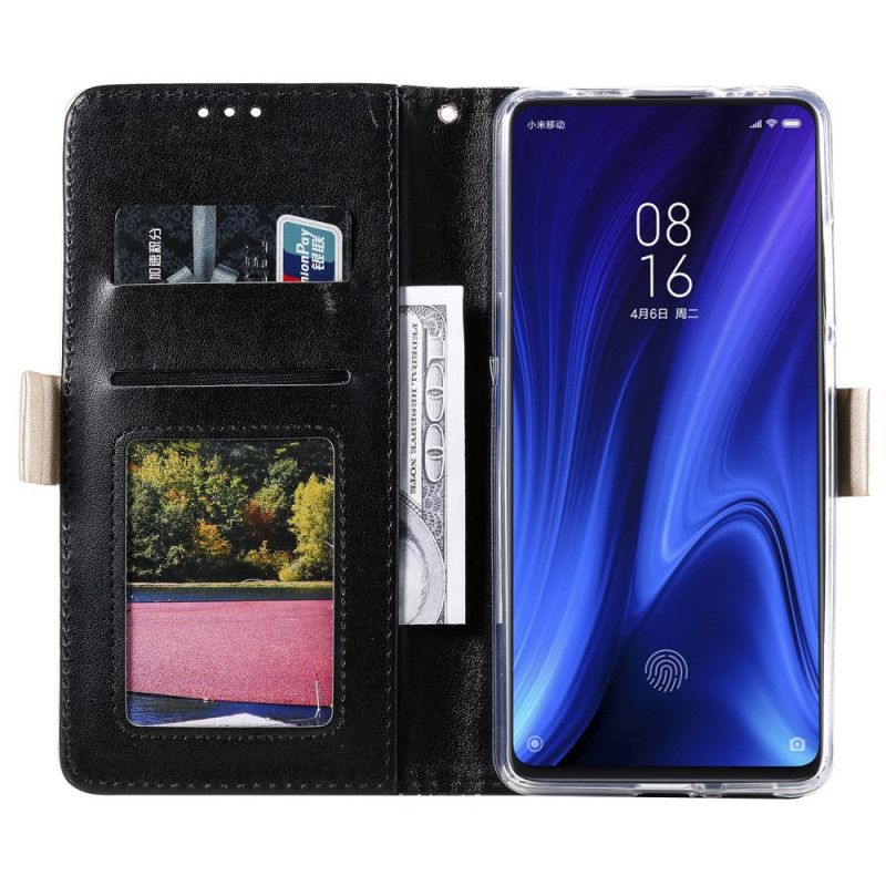 Etui Folio Xiaomi Mi 9T / Mi 9T Pro Magenta Czarny Koronkowa Torebka Typu Stringi