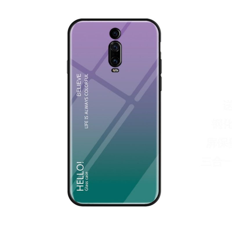 Etui Xiaomi Mi 9T / Mi 9T Pro Biały Czarny Witam Szkło Hartowane