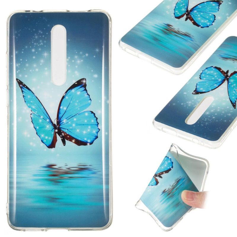 Etui Xiaomi Mi 9T / Mi 9T Pro Fluorescencyjny Niebieski Motyl